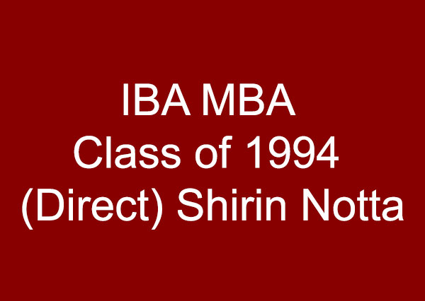 IBA MBA Class of 1994 (Direct) Shirin Notta